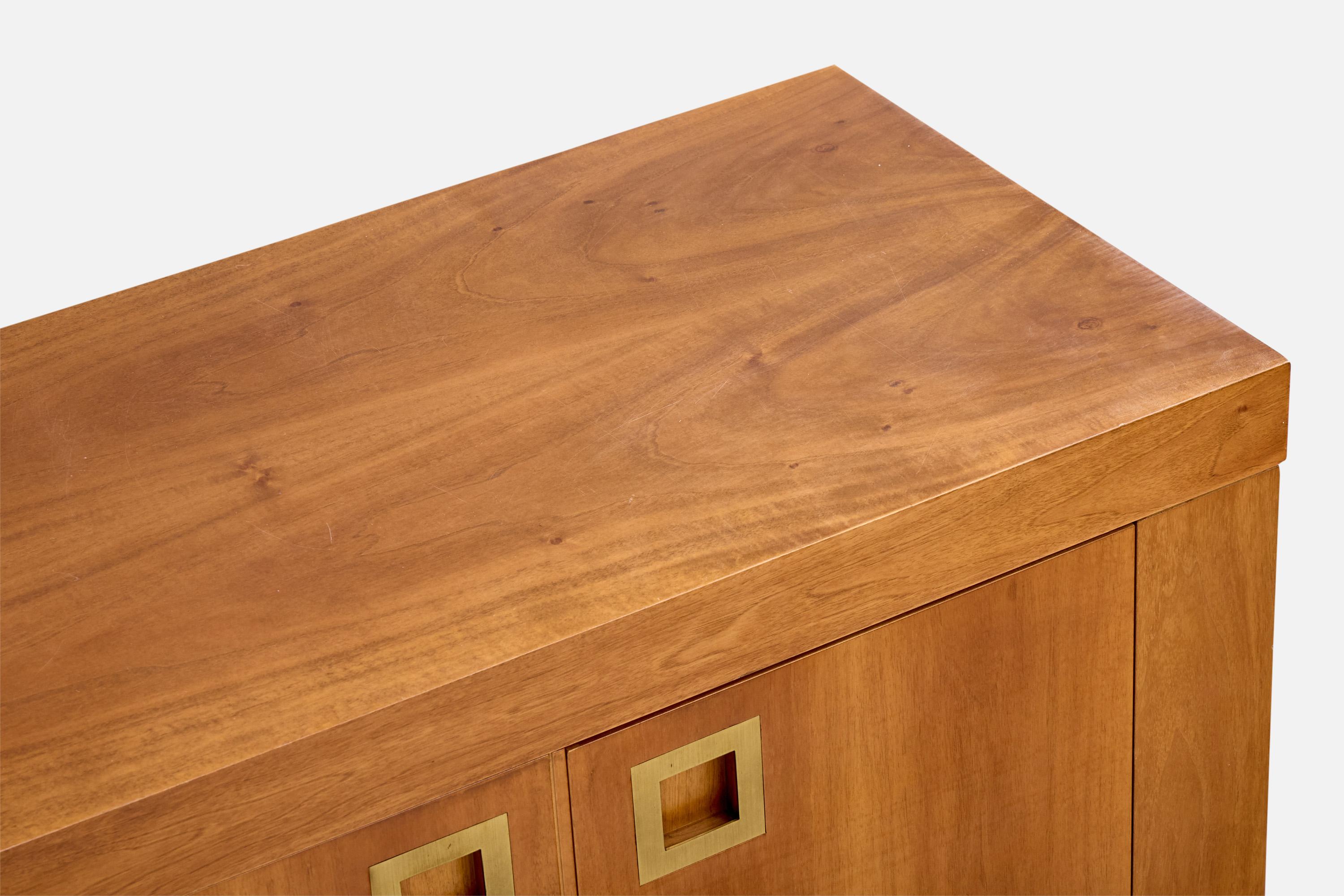 Late 20th Century Italian Designer, Sideboard, Teak, Brass, Italy, 1970s For Sale