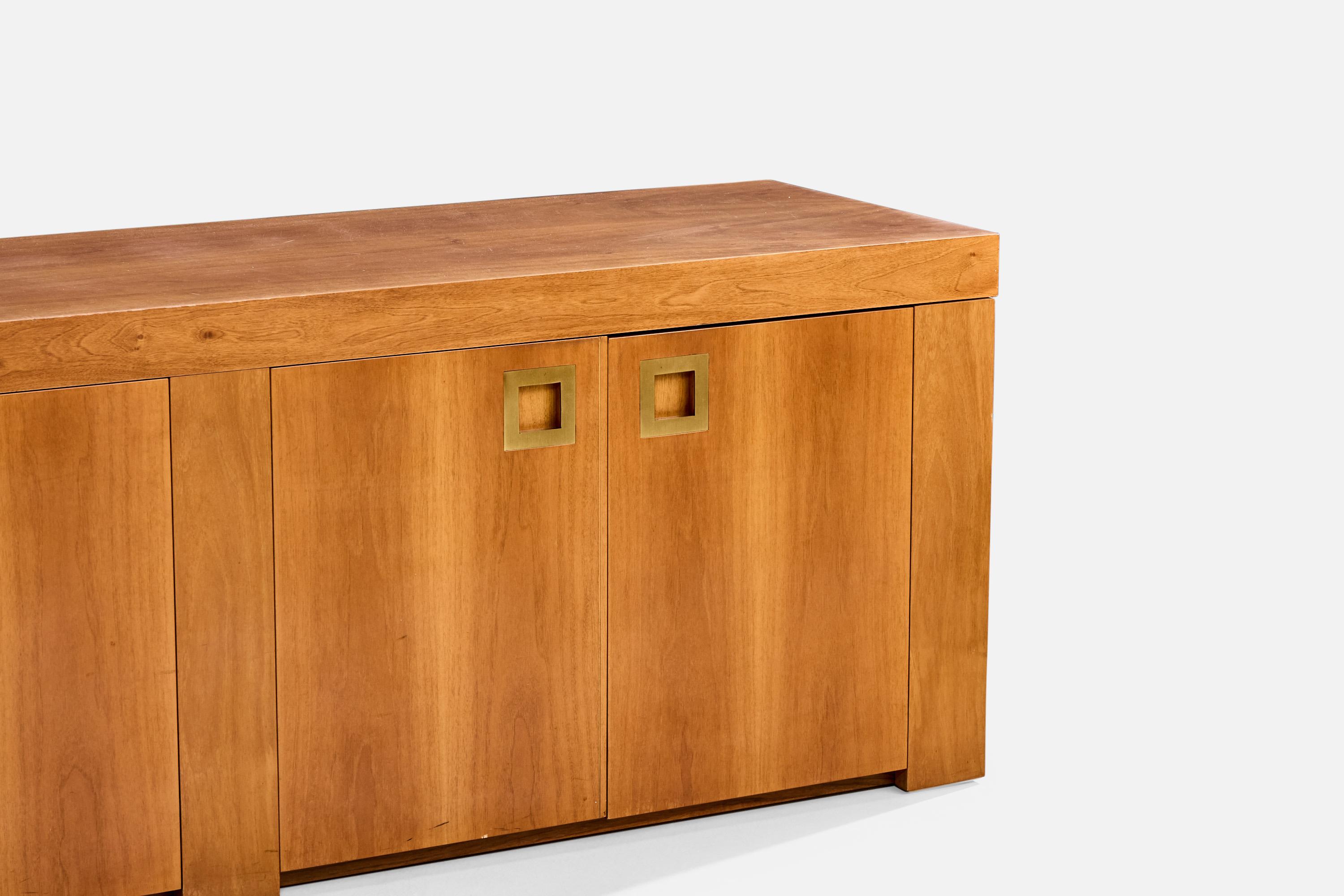 Italian Designer, Sideboard, Teak, Brass, Italy, 1970s For Sale 1