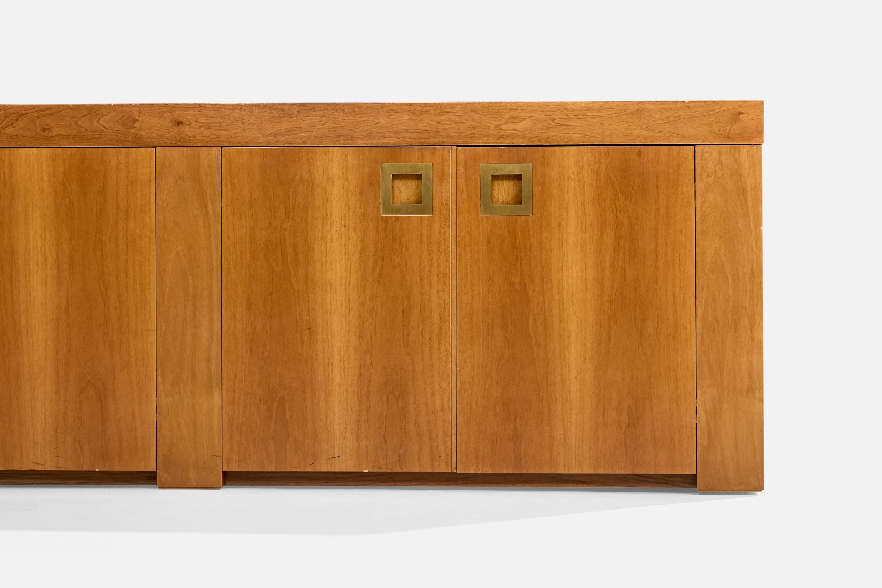 Italian Designer, Sideboard, Teak, Brass, Italy, 1970s For Sale 3