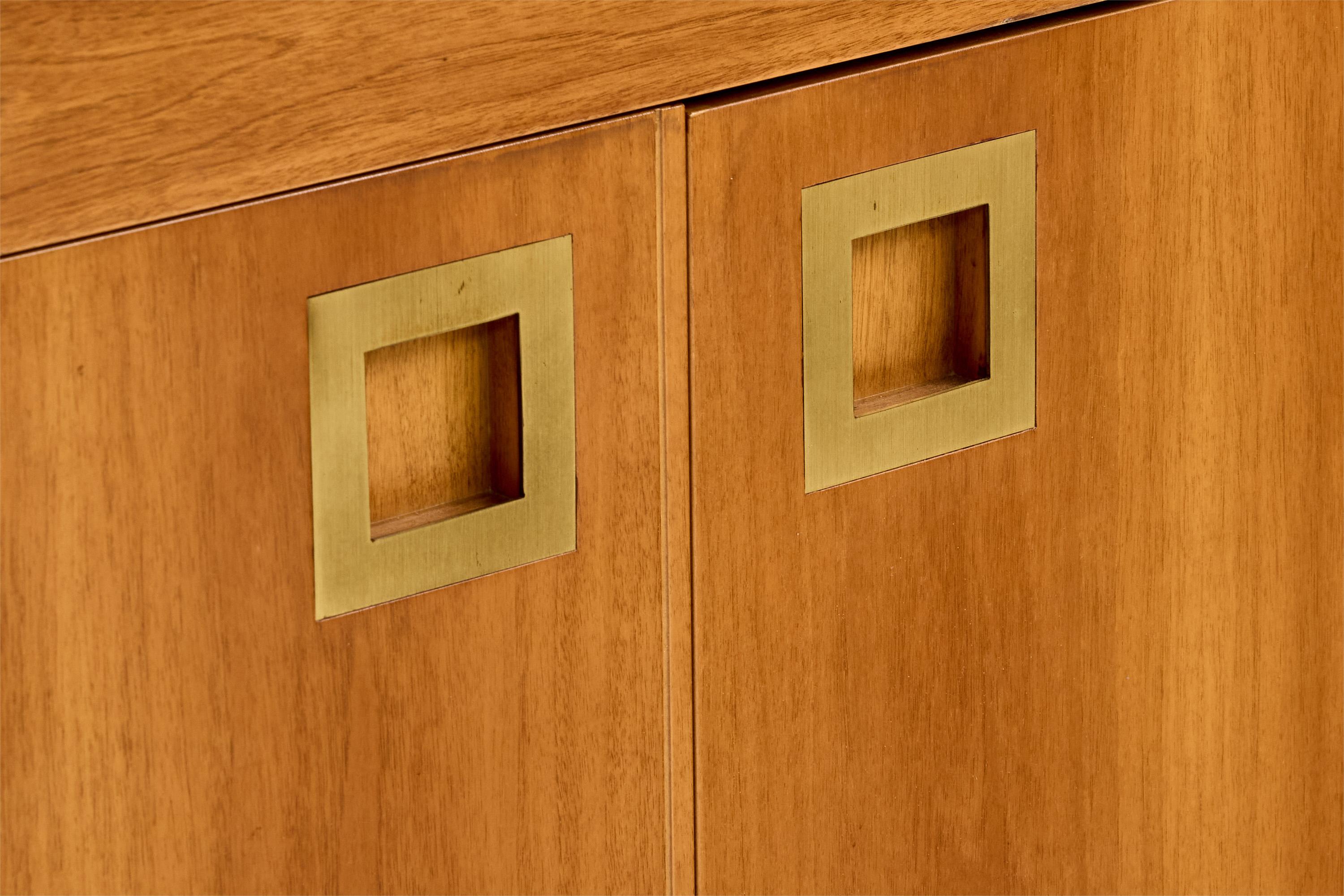 Italian Designer, Sideboard, Teak, Brass, Italy, 1970s For Sale 4