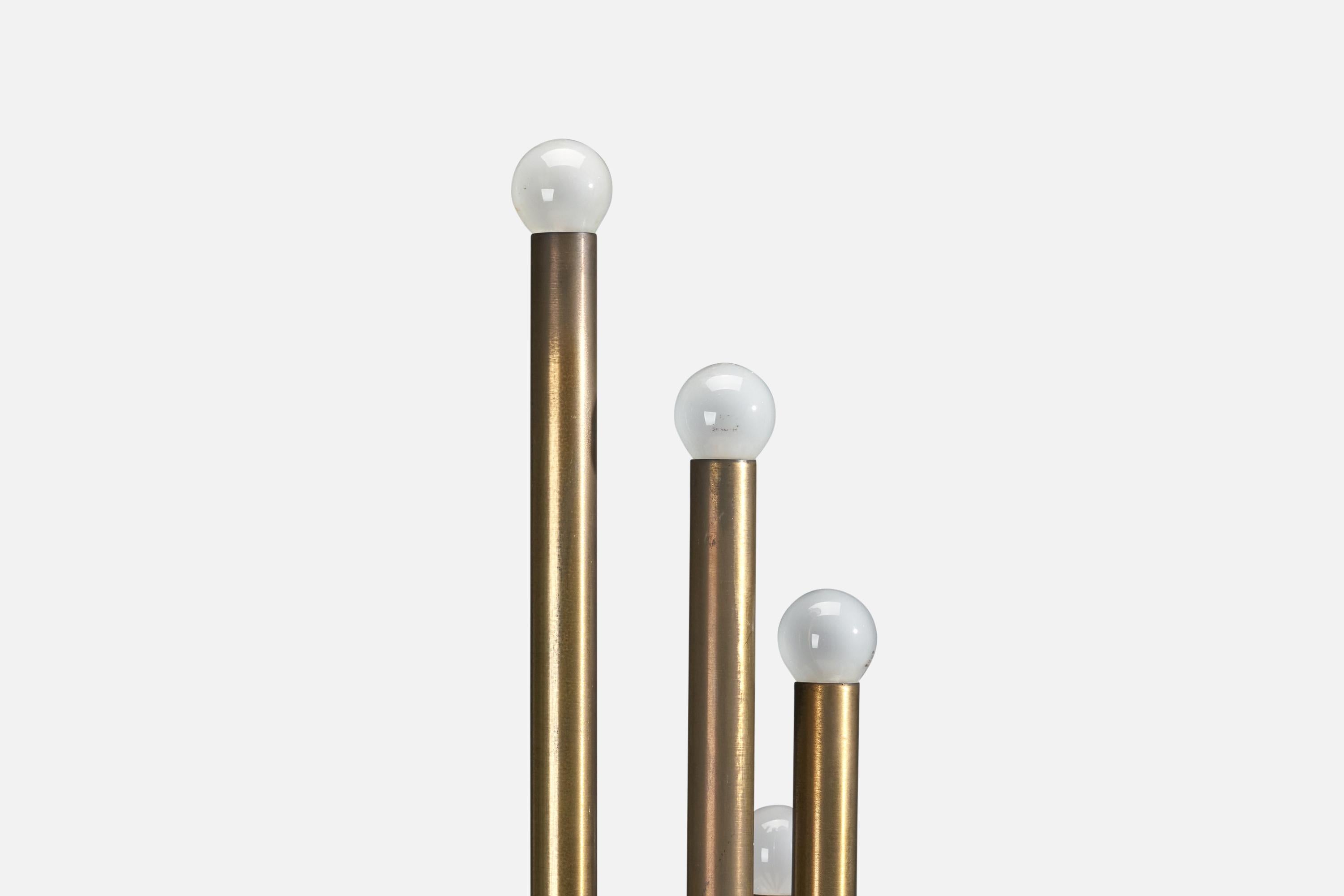 Late 20th Century Italian Designer, Floor Lamp, Brass, Italy, 1970s For Sale