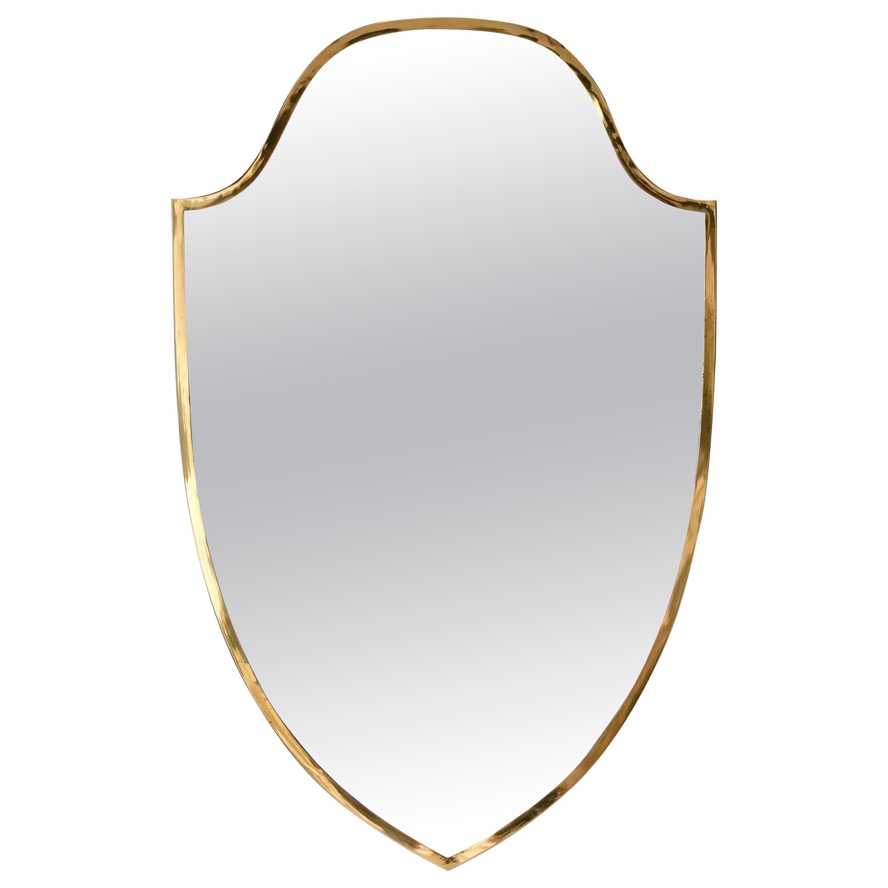 Italian Designer, Sizable Modernist Mirror, Brass, Mirror Glass, Italy, 1960s