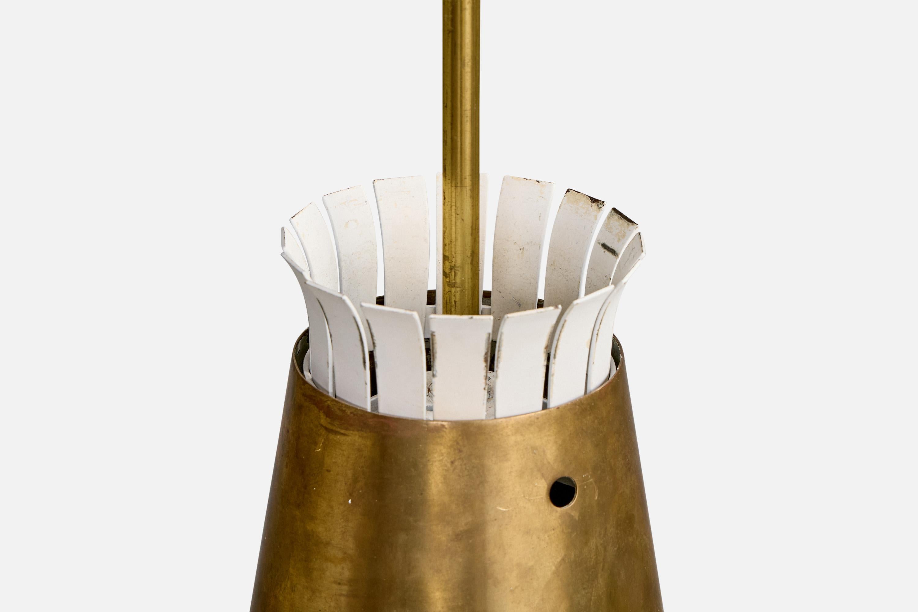 Italienischer Designer, Große Pendelleuchten, Messing, Metall, Italien, 1950er Jahre im Angebot 5