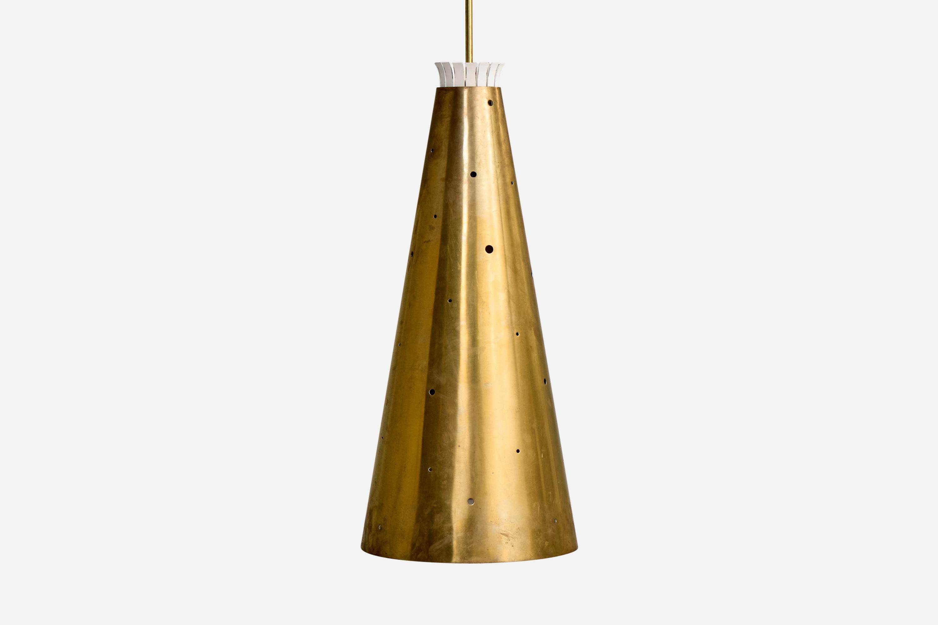 Italienischer Designer, Große Pendelleuchten, Messing, Metall, Italien, 1950er Jahre im Angebot 1