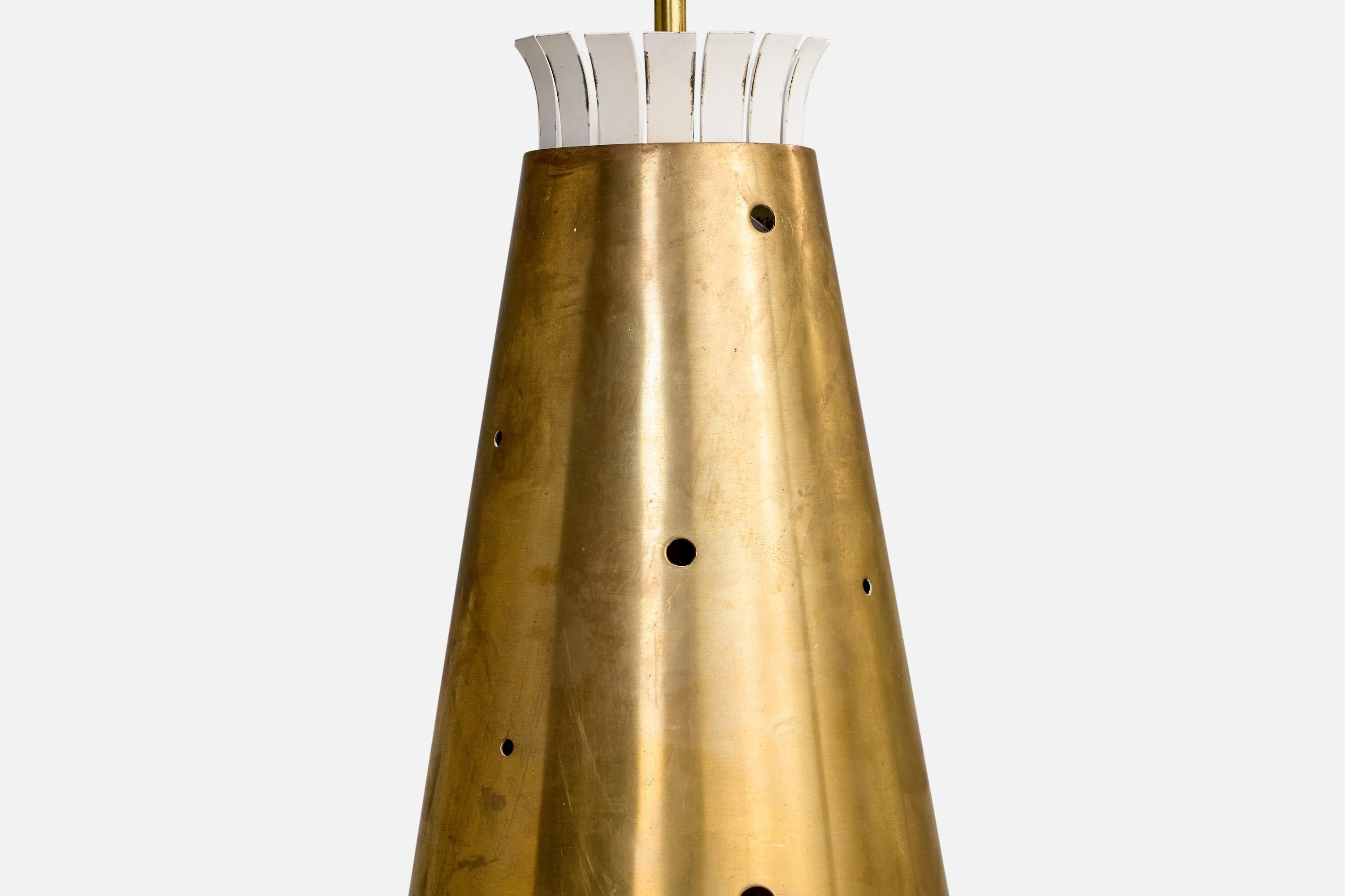 Italienischer Designer, Große Pendelleuchten, Messing, Metall, Italien, 1950er Jahre im Angebot 4