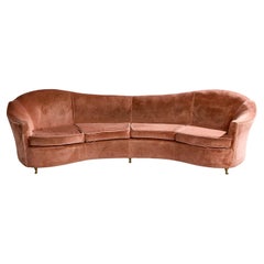 Italienische Designerin, Maßgeschneidertes Sofa, Messing, Samt, Italien, 1940er Jahre