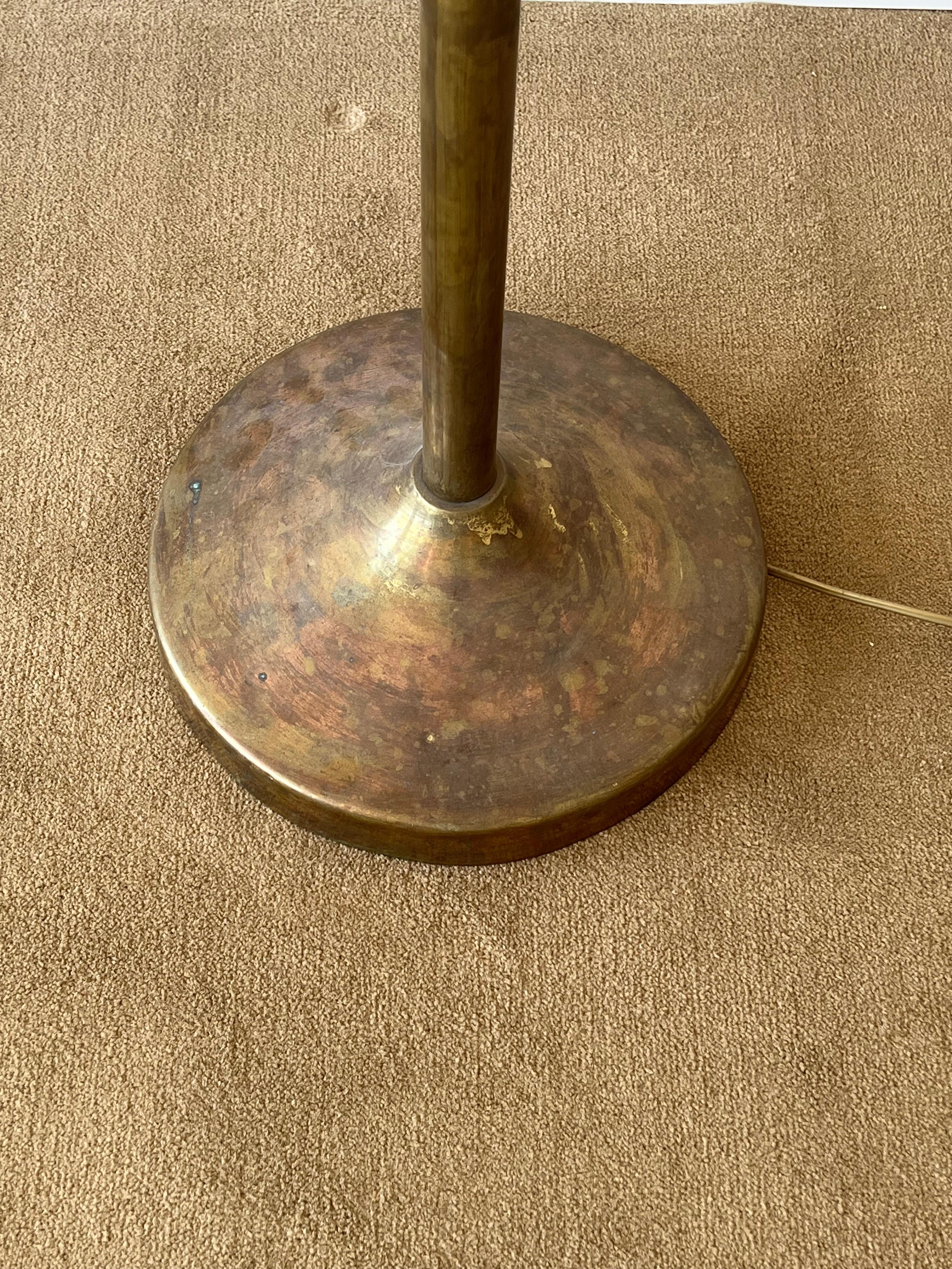 Mid-20th Century Italian Designer, Sizeable Floor Lamp, Brass, Bamboo, Italy, 1960s