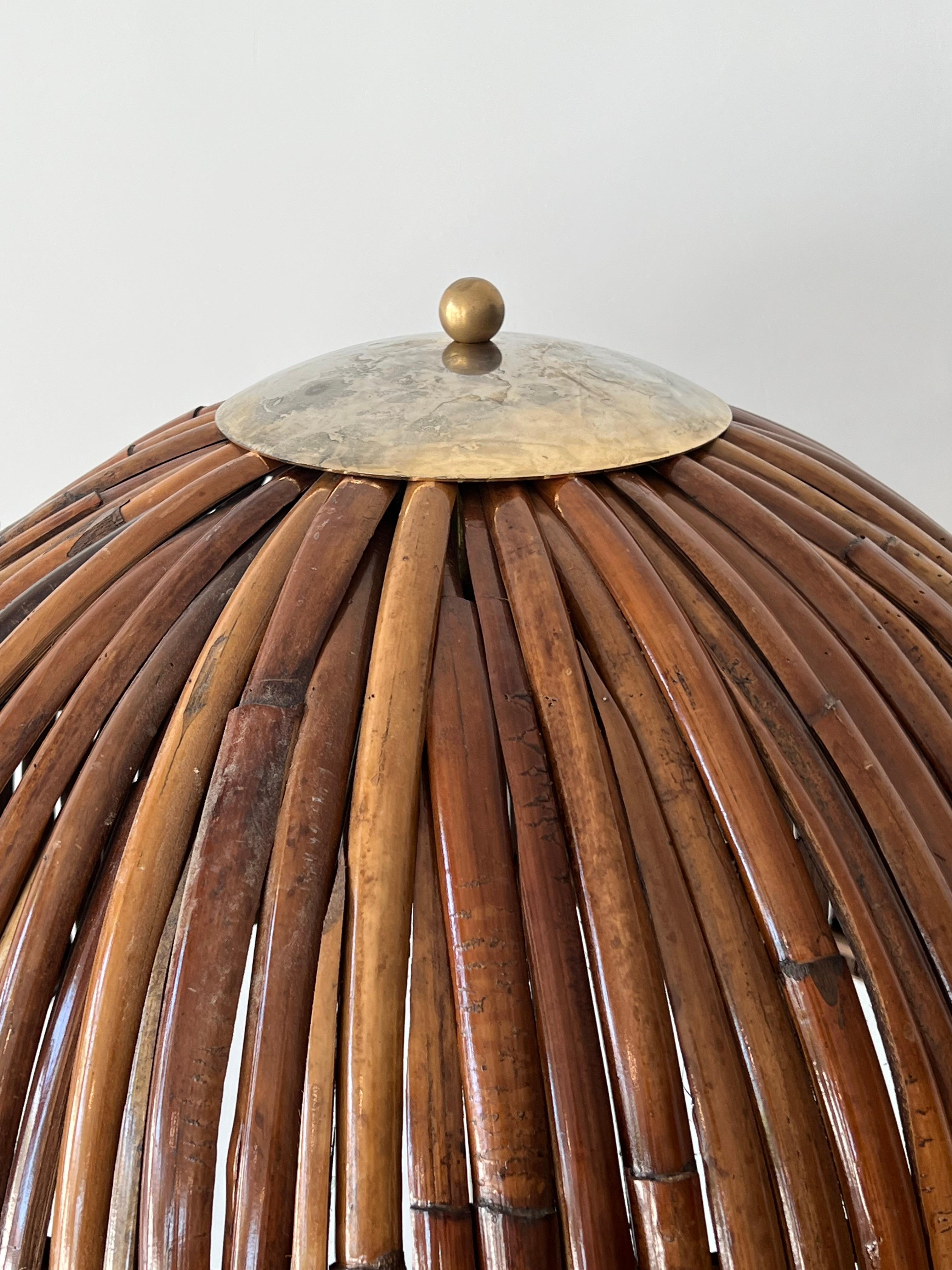 Italian Designer, Sizeable Floor Lamp, Brass, Bamboo, Italy, 1960s 2
