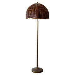 Italian Designer, Sizeable Floor Lamp, Brass, Bamboo, Italy, 1960s