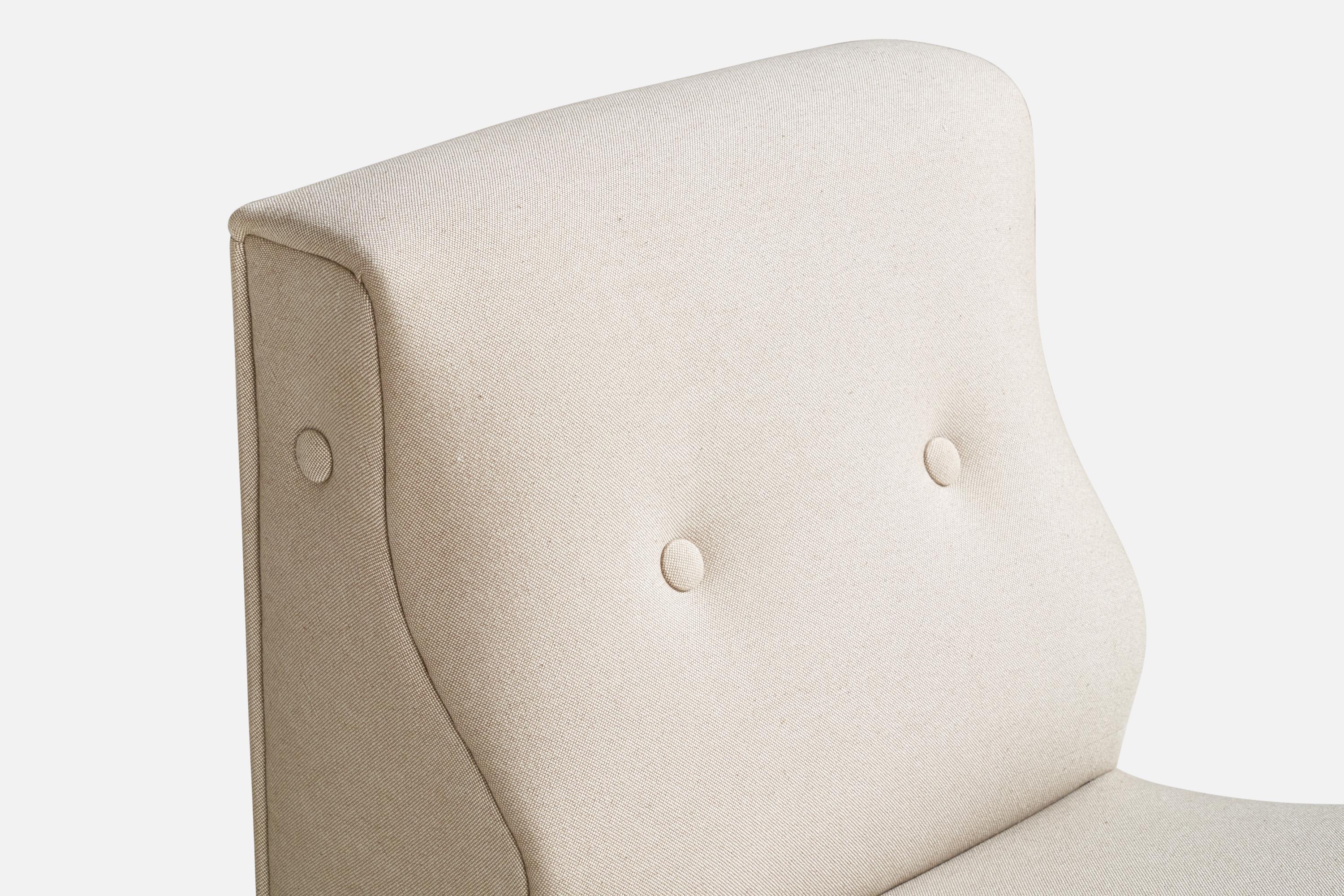 Italienischer Designer, Sessel ohne Armlehne, Stoff, Holz, Italien, 1960er Jahre im Angebot 2