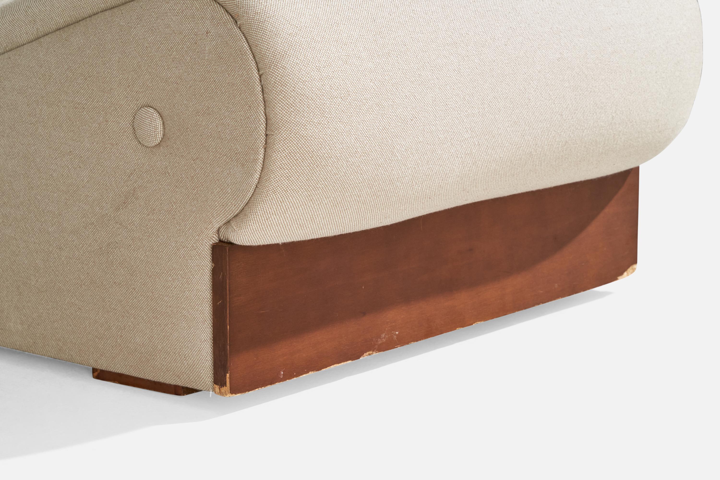 Italienischer Designer, Sessel ohne Armlehne, Stoff, Holz, Italien, 1960er Jahre im Angebot 4