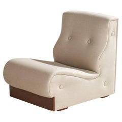 Diseñador Italiano, Silla Slipper, Tela, Madera, Italia, Años 60
