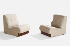Designer italien, chaises pantoufles, tissu, bois, Italie, années 1960