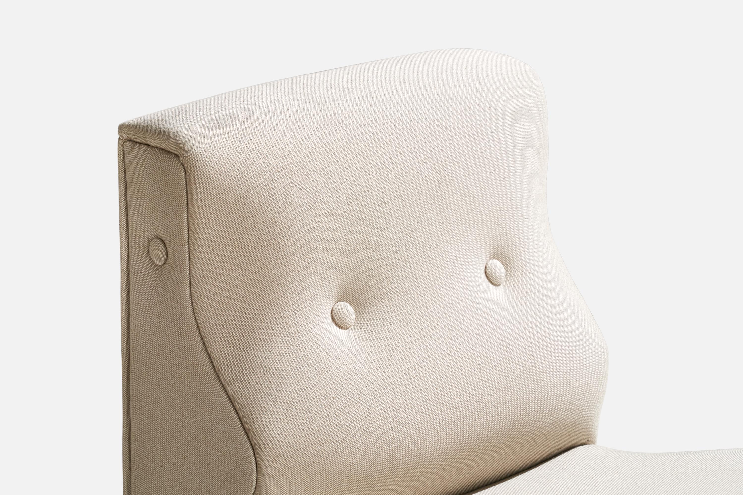 Italienische Designerin, Sessel ohne Armlehne, Stoff, Holz, Italien, 1960er Jahre im Angebot 3