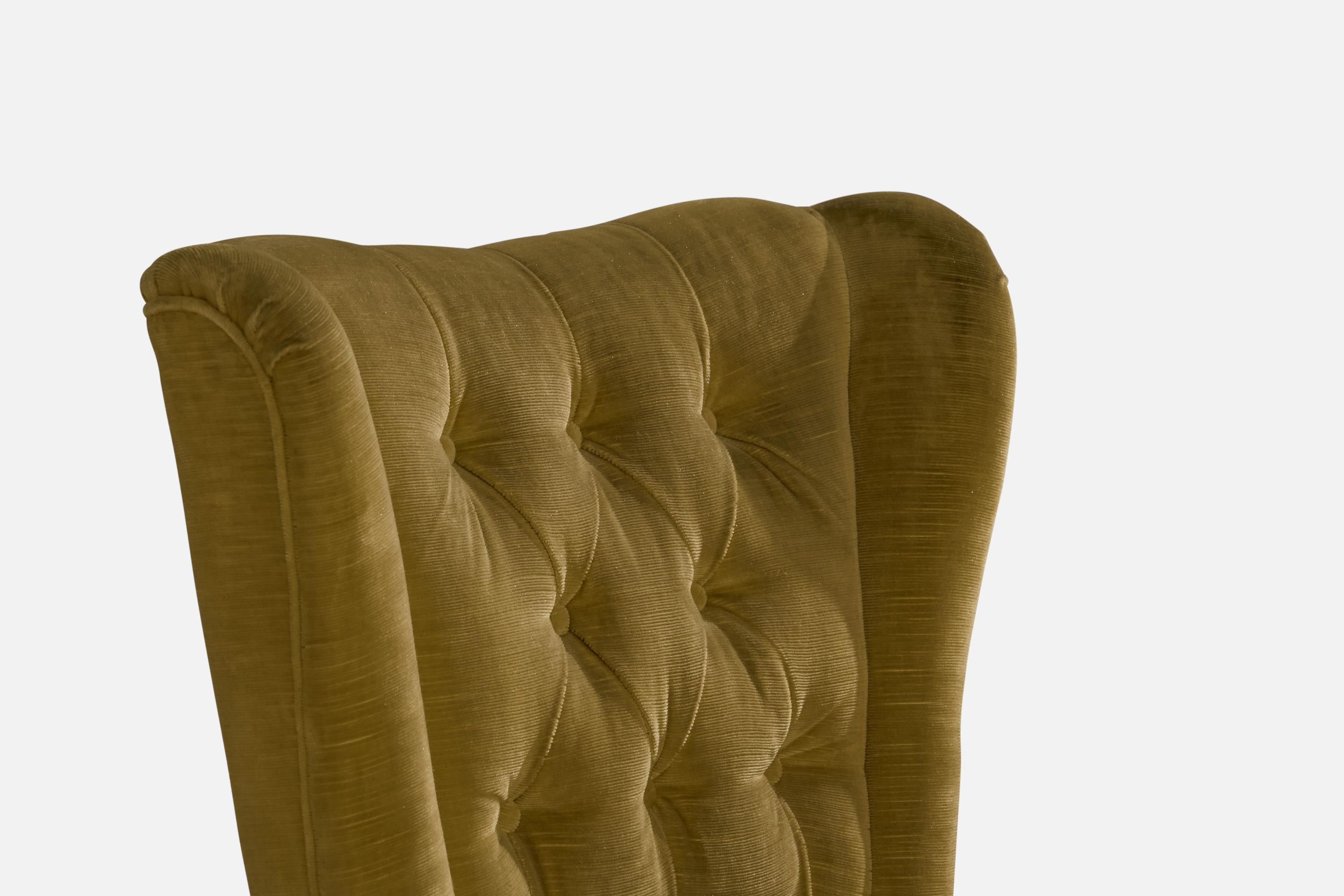 Italian Designer, Slipper Chairs, Velvet, Wood, Italy, 1940s For Sale 3