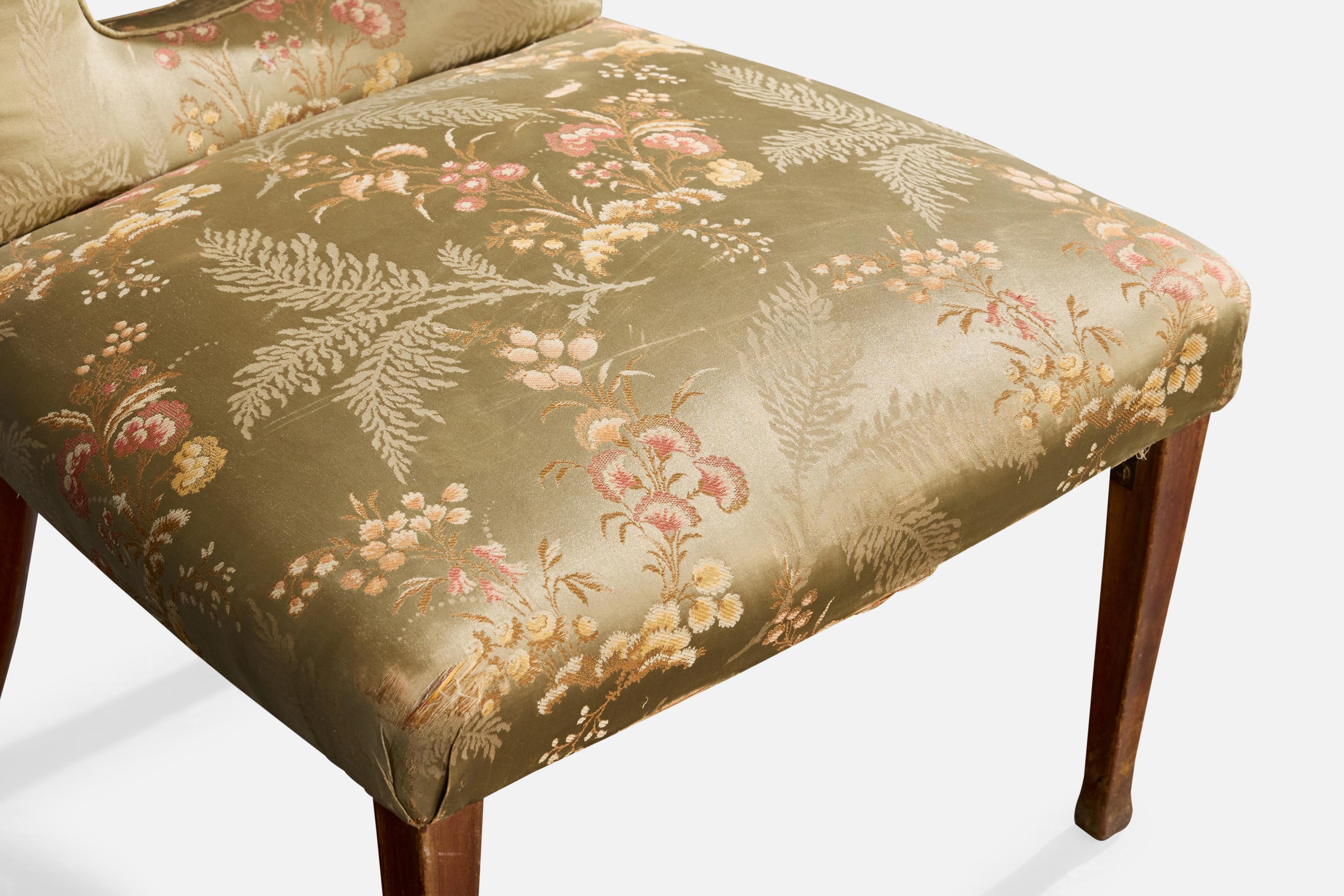 Diseñador Italiano, Sillas Pantuflas, Madera, Seda, Italia, Años 30 en venta 6