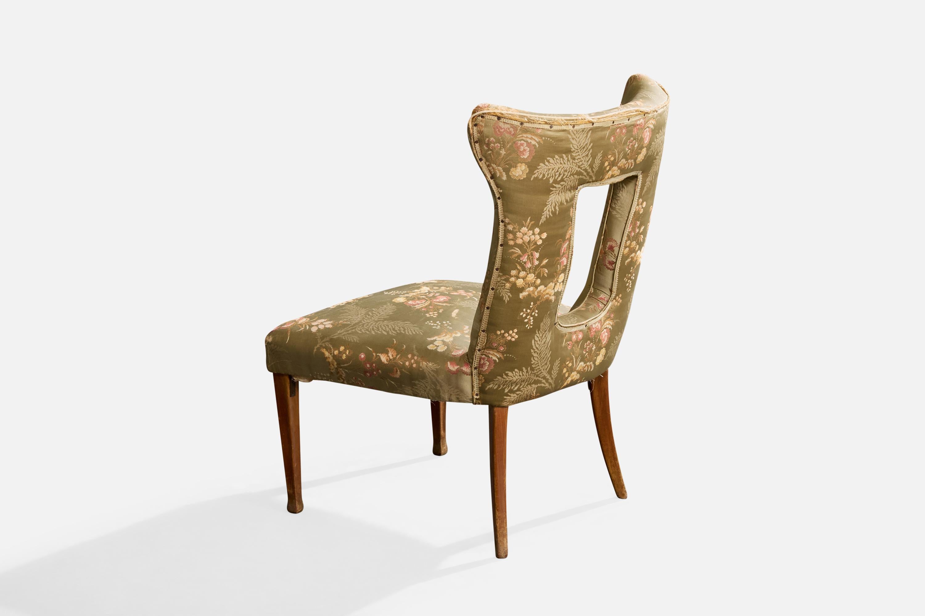 Diseñador Italiano, Sillas Pantuflas, Madera, Seda, Italia, Años 30 en venta 1