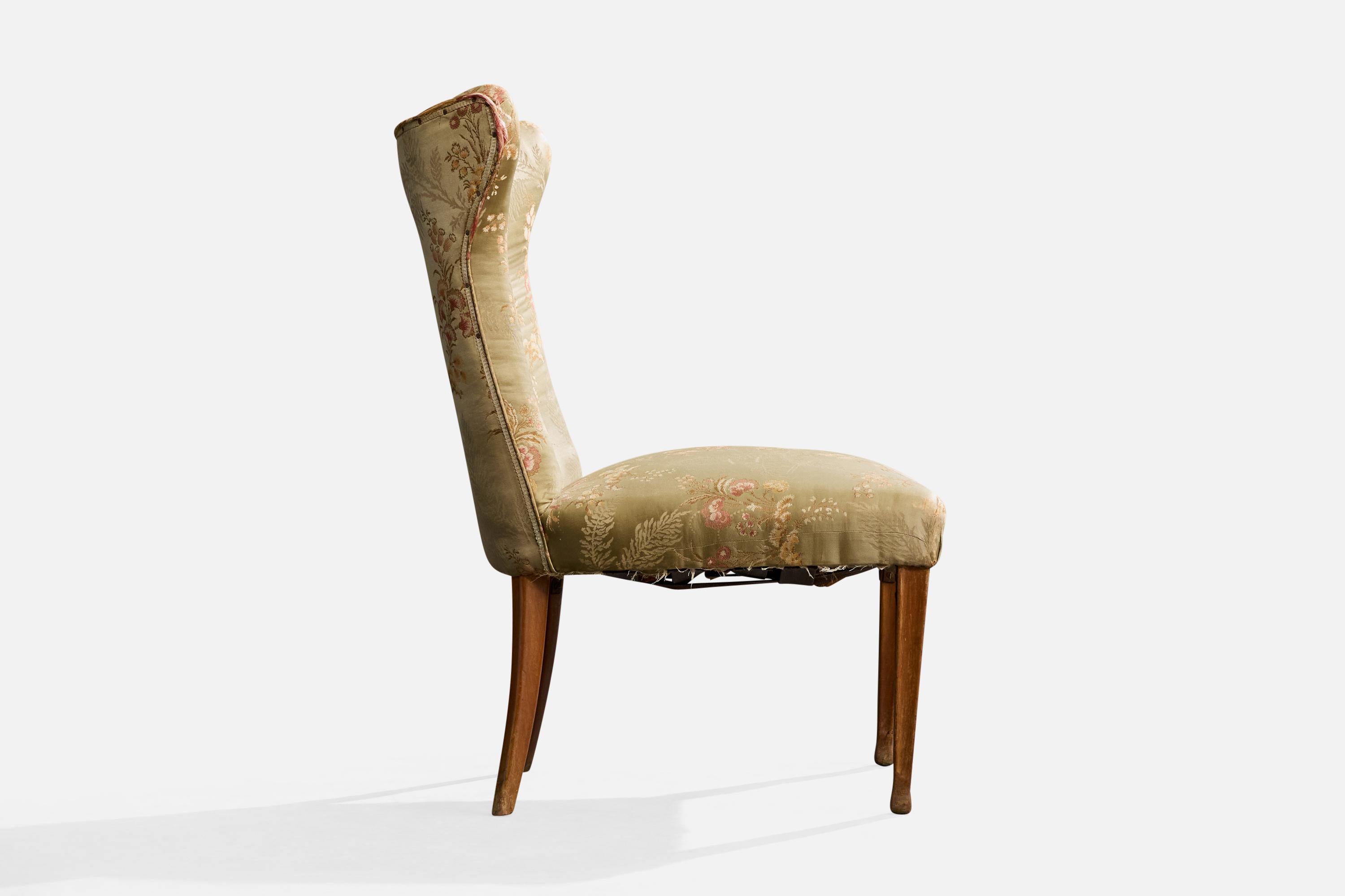 Diseñador Italiano, Sillas Pantuflas, Madera, Seda, Italia, Años 30 en venta 2