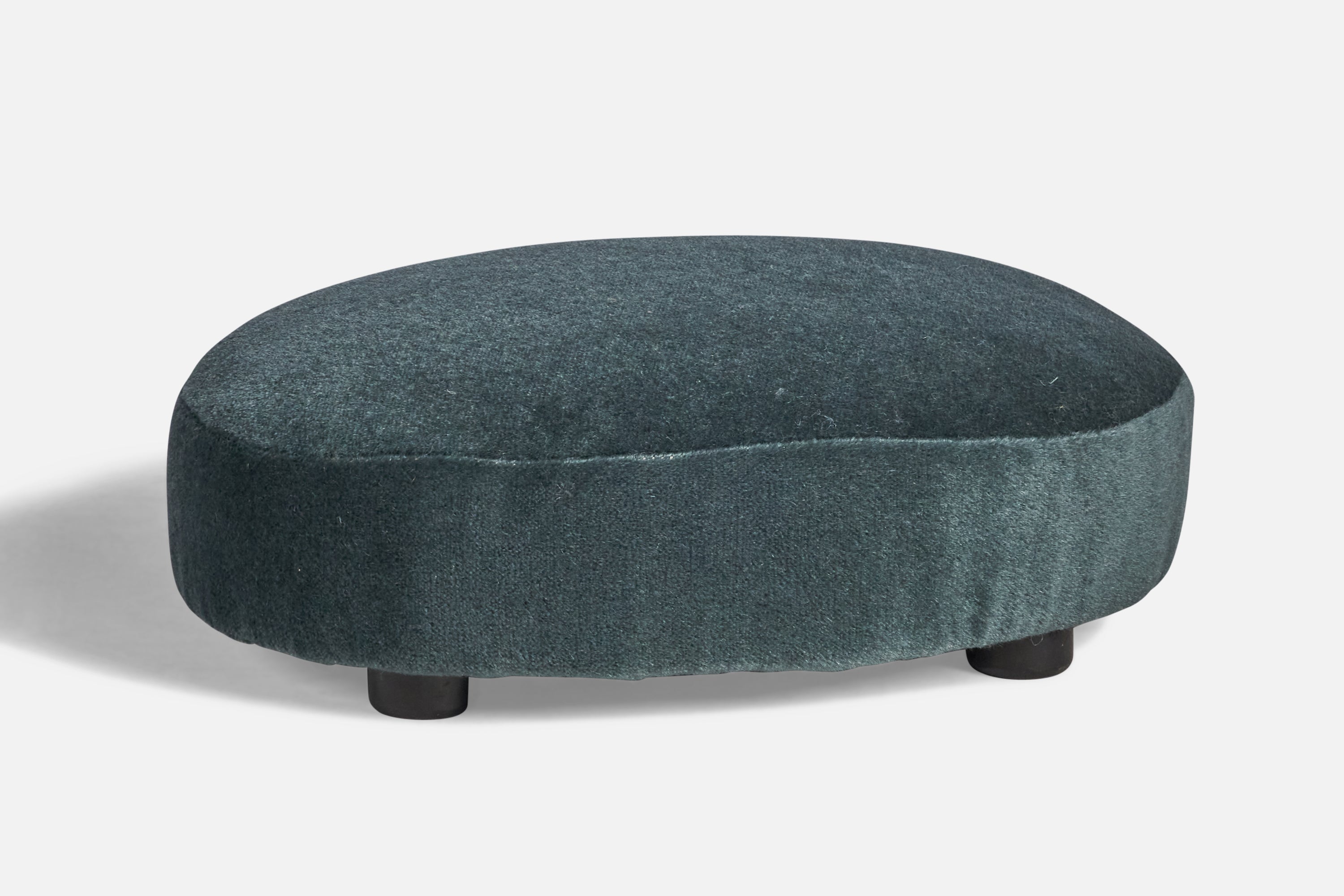 A small blue mohair stool designed and produced in Italy, 1930s.

Reupholstered in brand new mohair fabric.