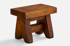 Italian Designer, Small Stool, Oak, Italy, 1930s