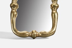 Italian Designer, Small Table Mirror, Brass, Mirror Glass, Italy, 1940s