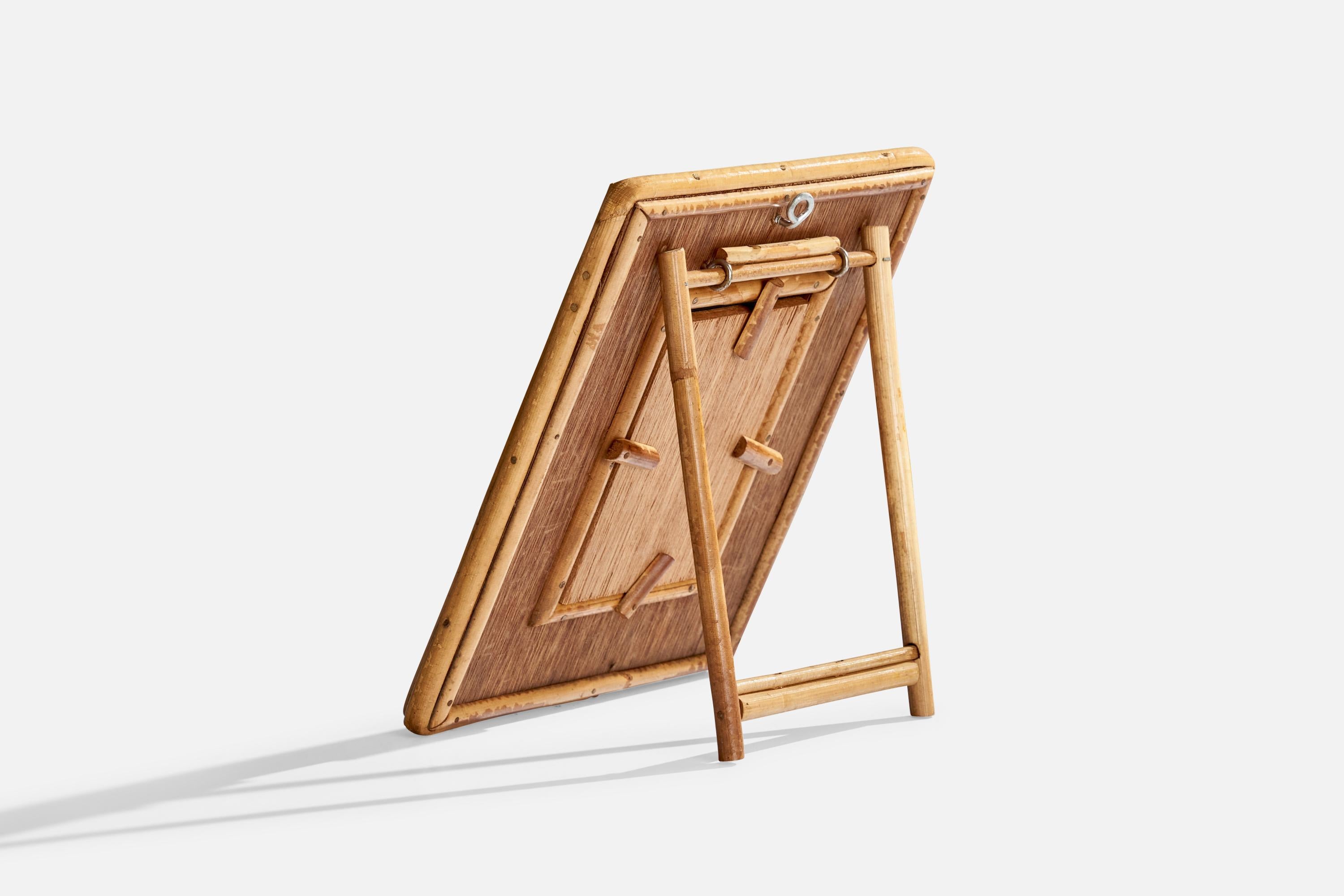 Italian Designer, Small Wall Mirror, Bamboo, Italy, 1960s In Good Condition For Sale In High Point, NC