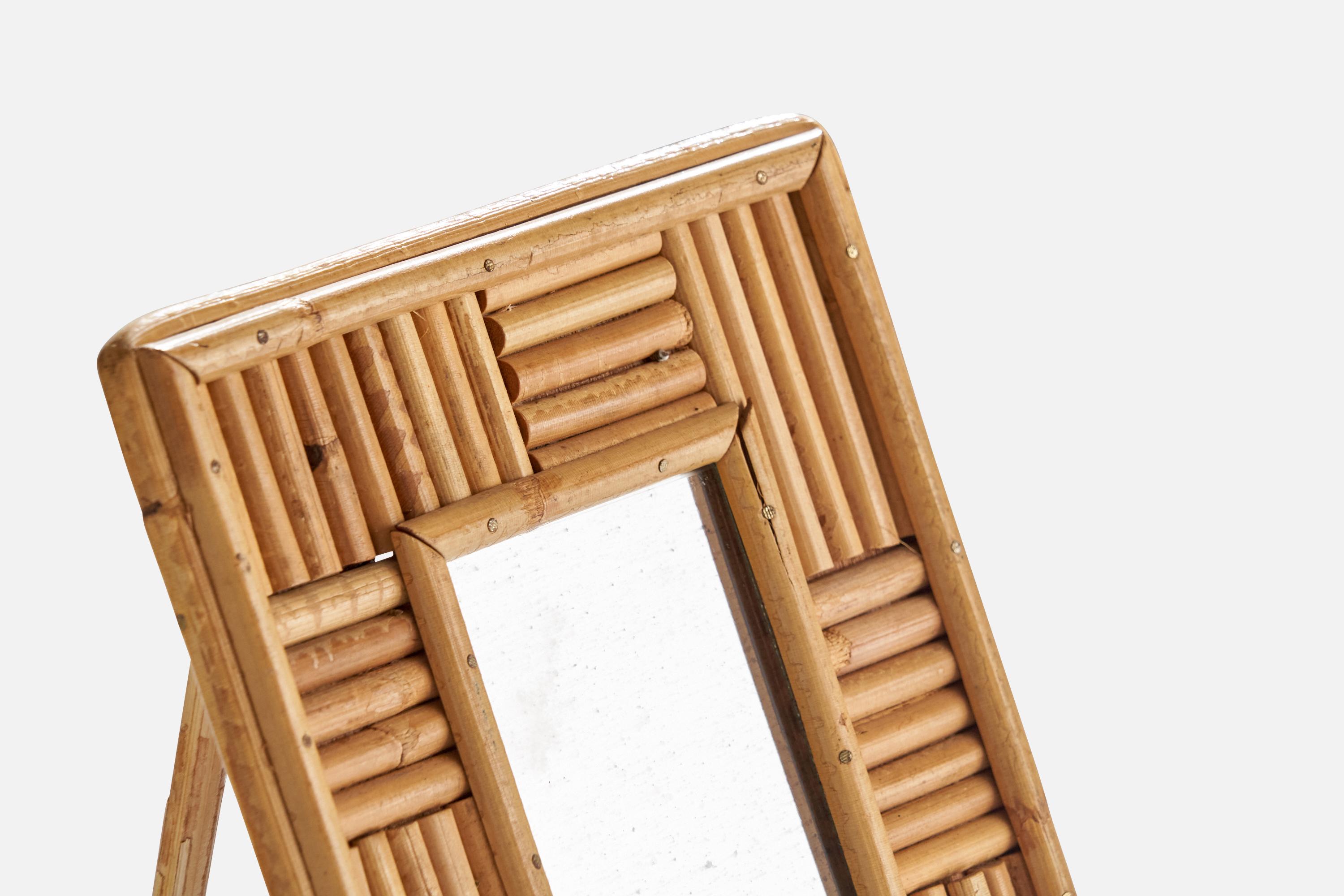 Italian Designer, Small Wall Mirror, Bamboo, Italy, 1960s For Sale 1