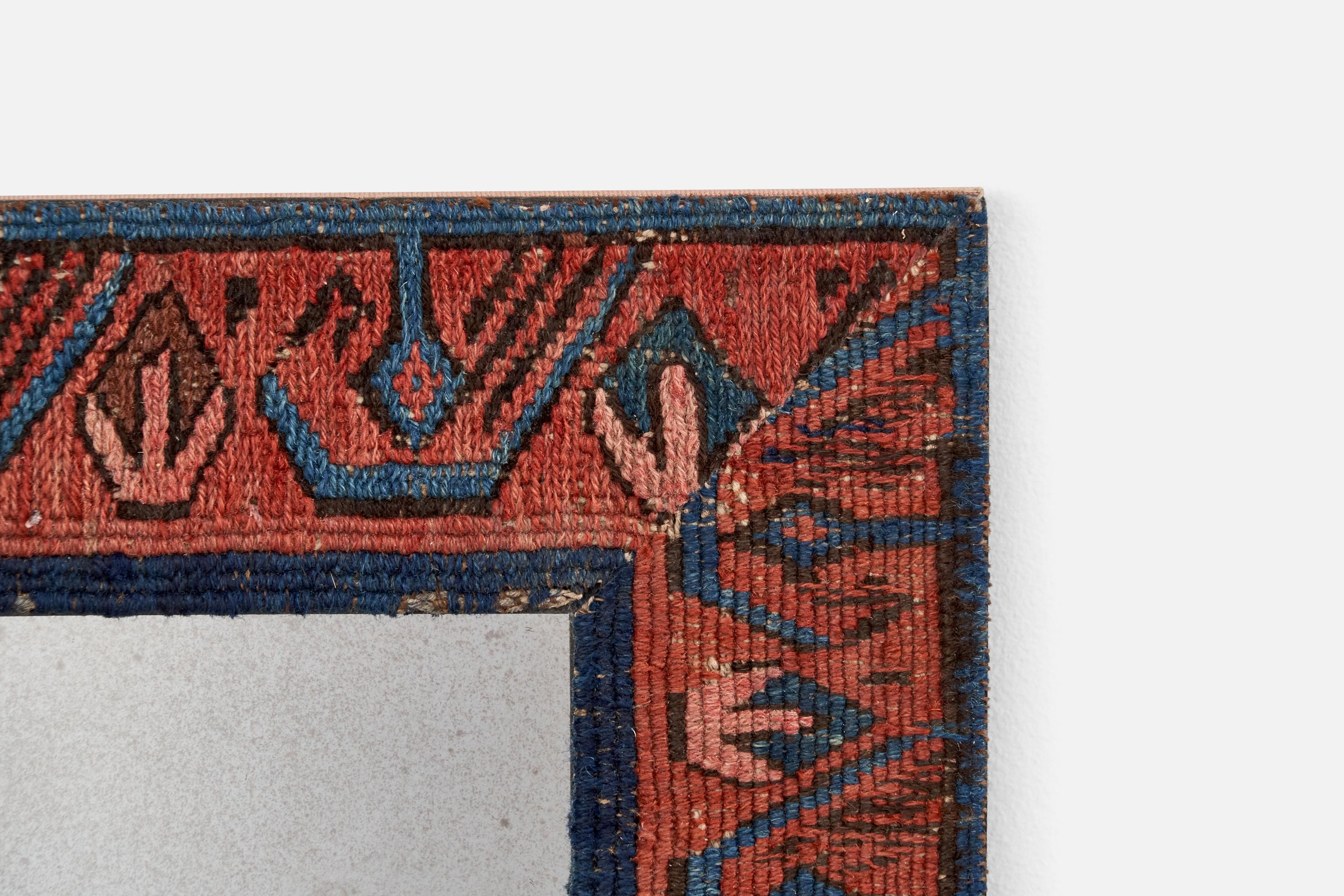 Mid-20th Century Italian Designer, Small Wall Mirror, Carpet, Italy, 1930s For Sale