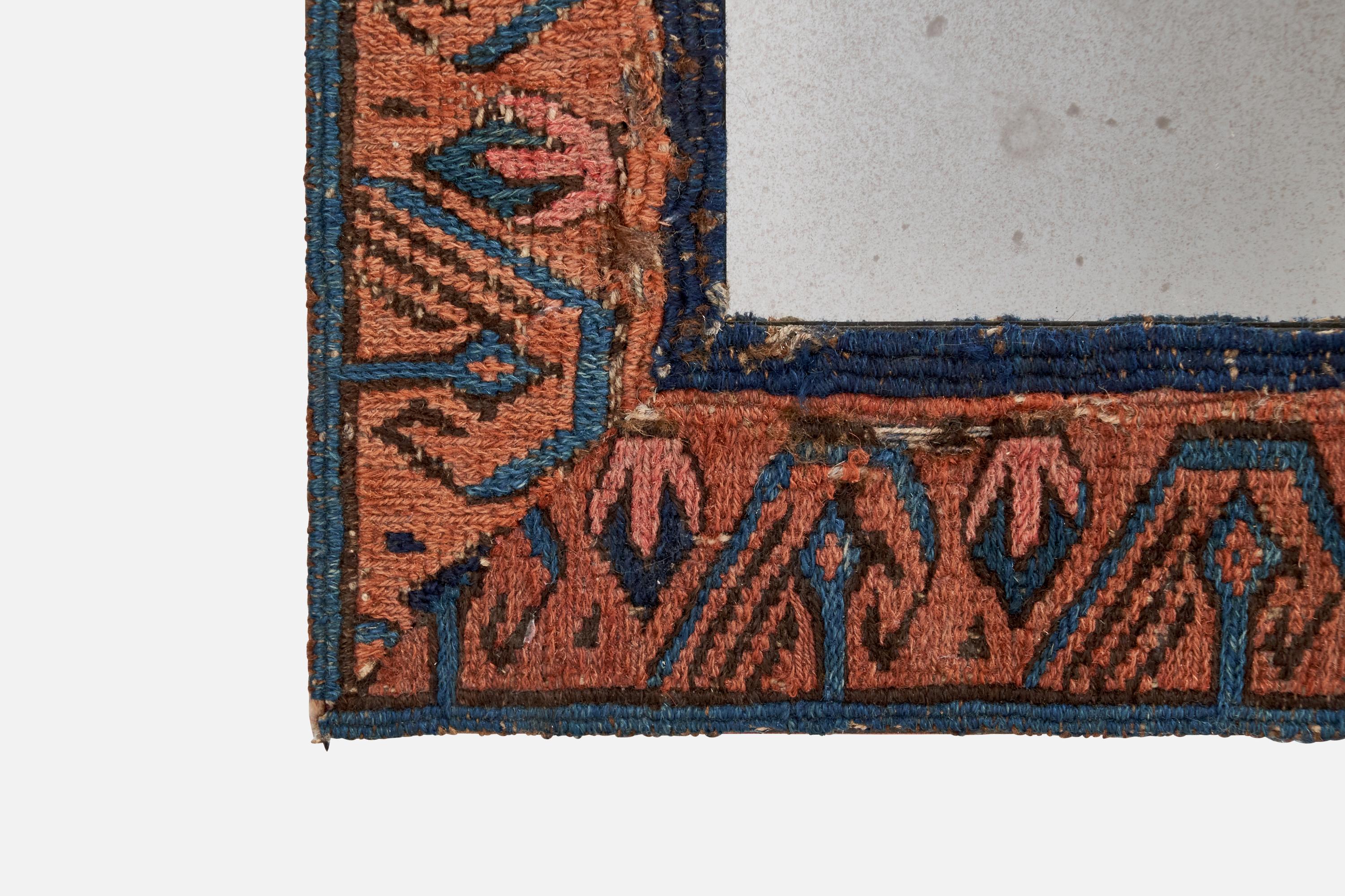 Fabric Italian Designer, Small Wall Mirror, Carpet, Italy, 1930s For Sale