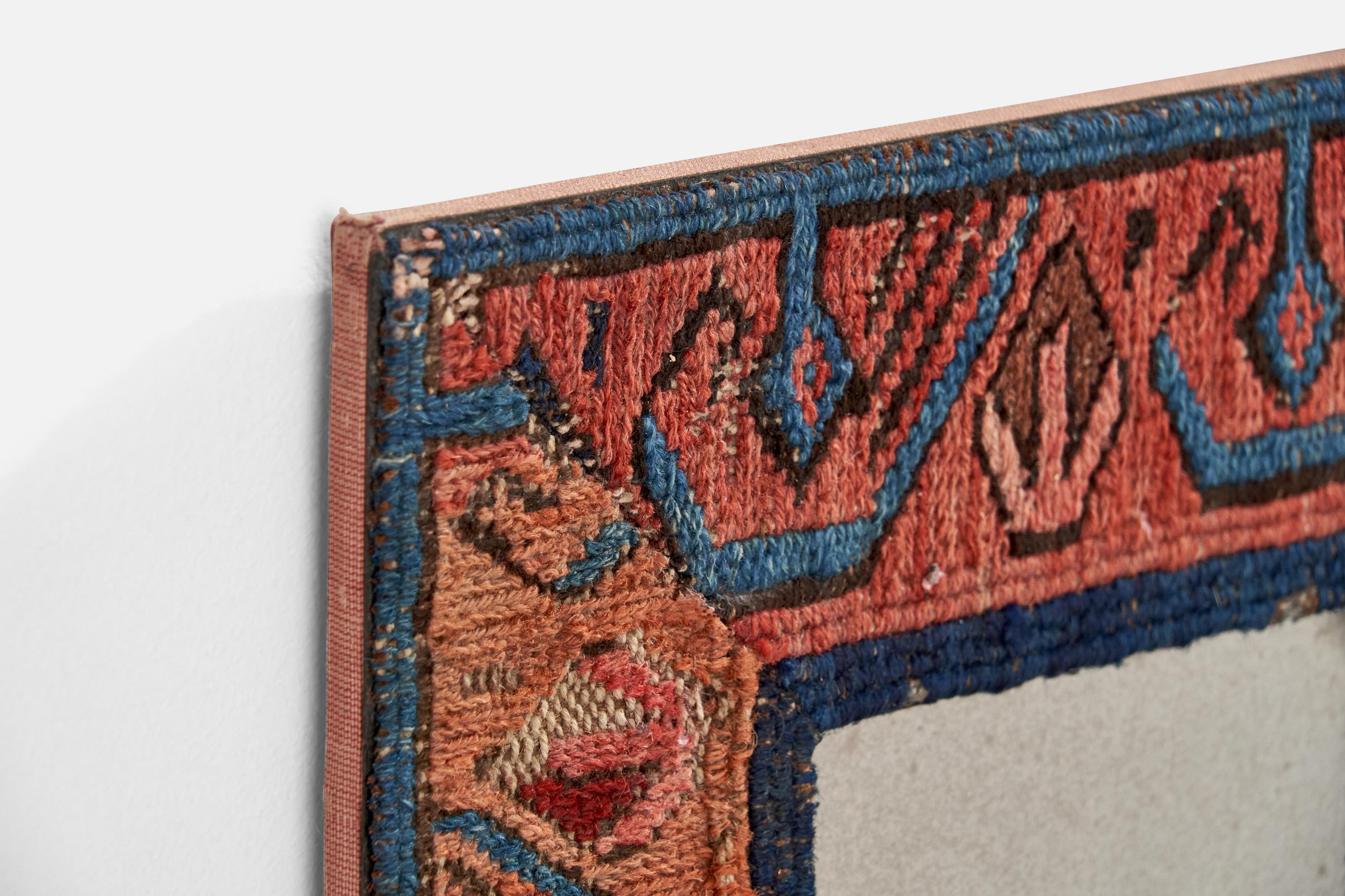 Italian Designer, Small Wall Mirror, Carpet, Italy, 1930s For Sale 2