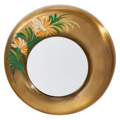 Small Design Miroir mural, laiton peint à la main, Italie années 1940