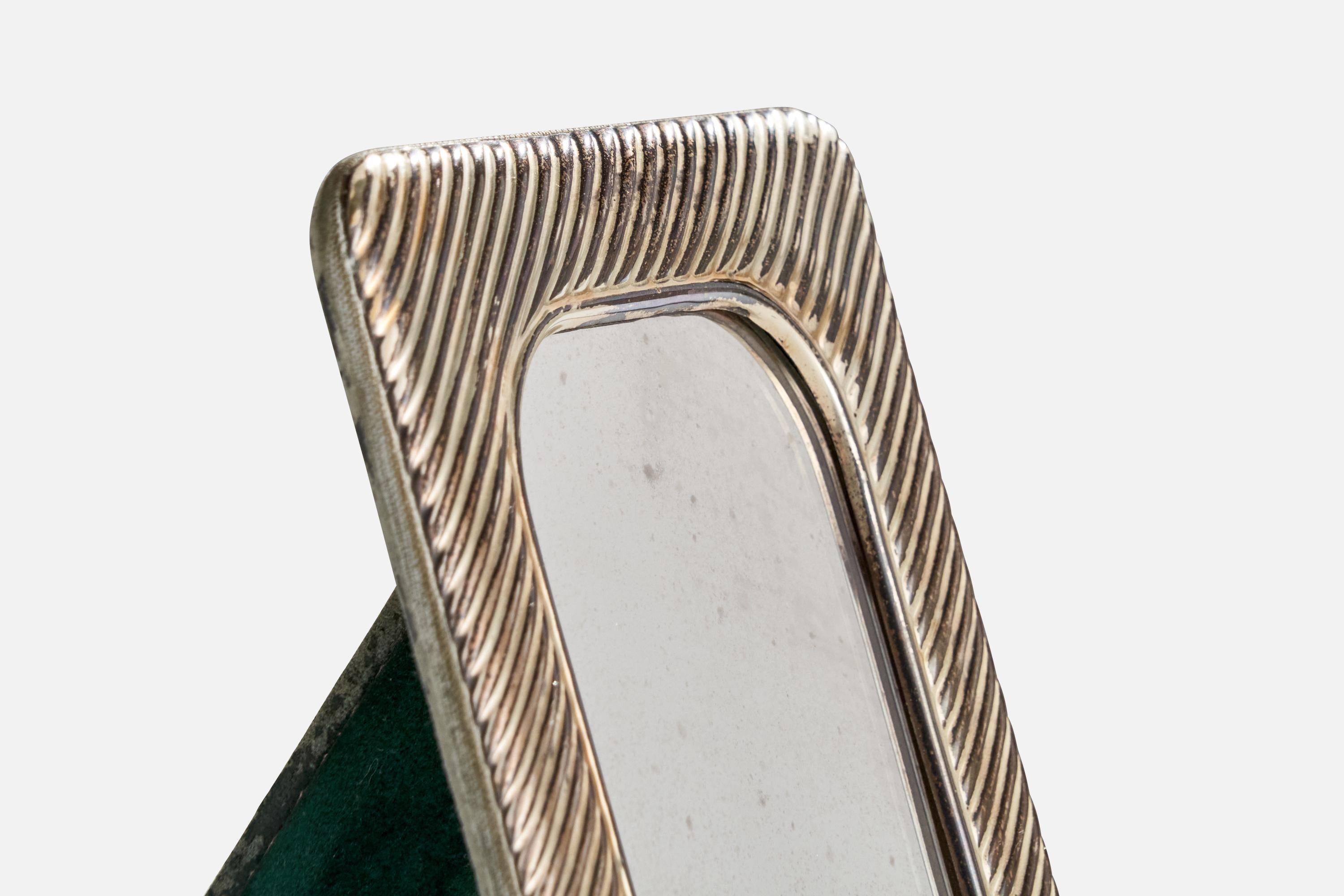 Diseñador italiano, Espejo de pared pequeño, Plata, Italia, Años 1940 Silver en venta