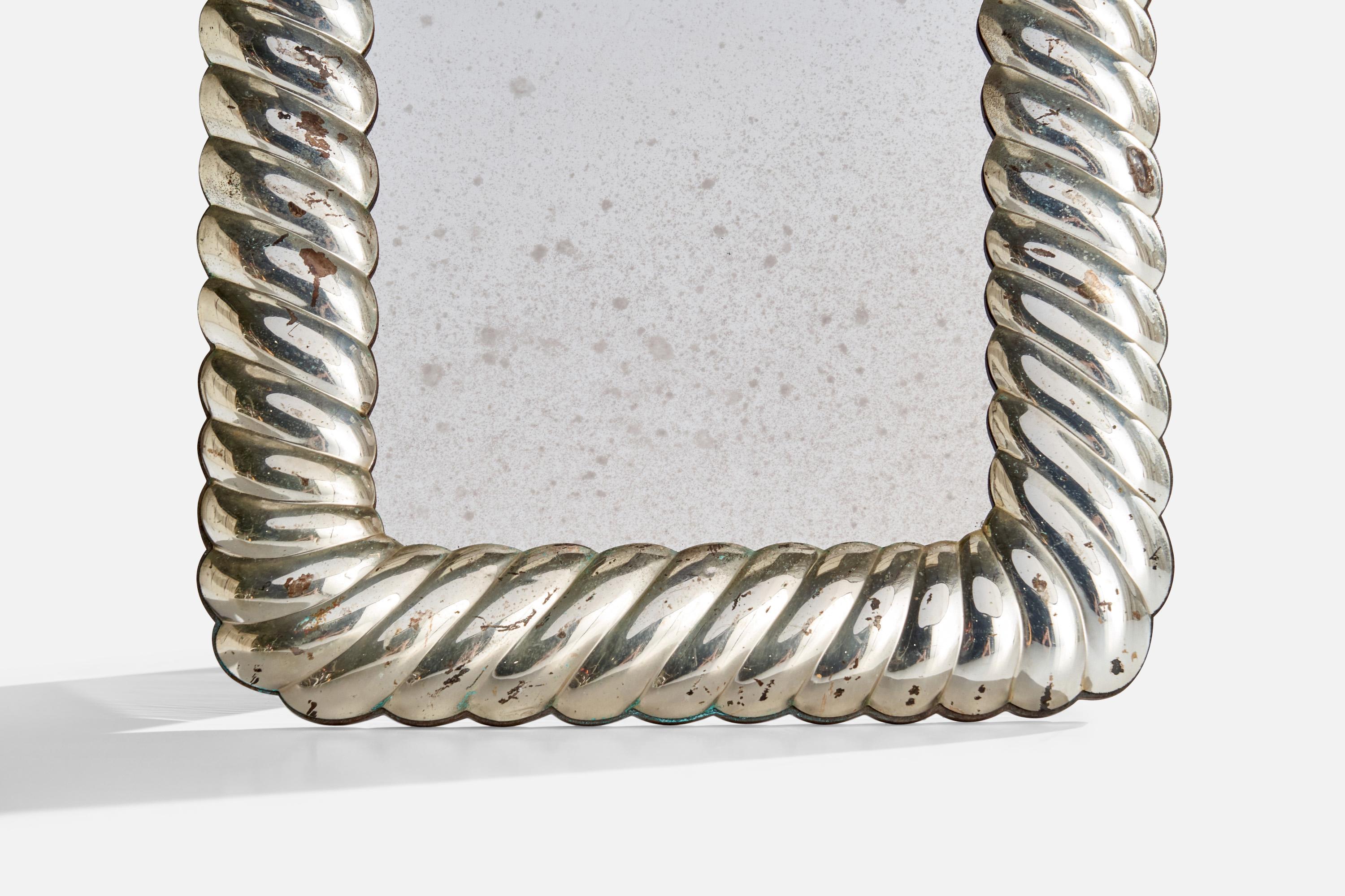 Italian Designer, Small Wall Mirror, Silver, Italy, 1960s For Sale 3