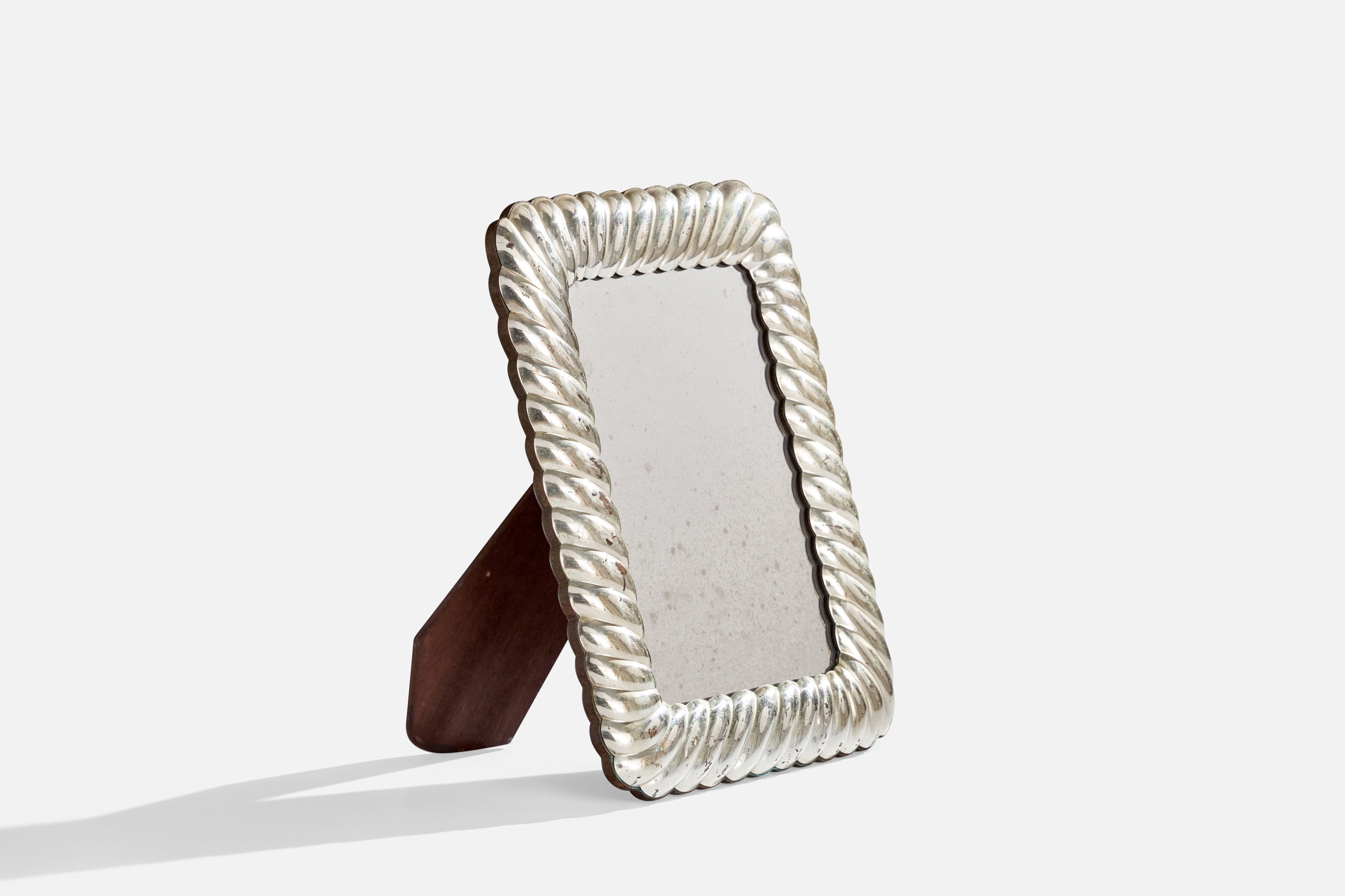 Italian Designer, Small Wall Mirror, Silver, Italy, 1960s