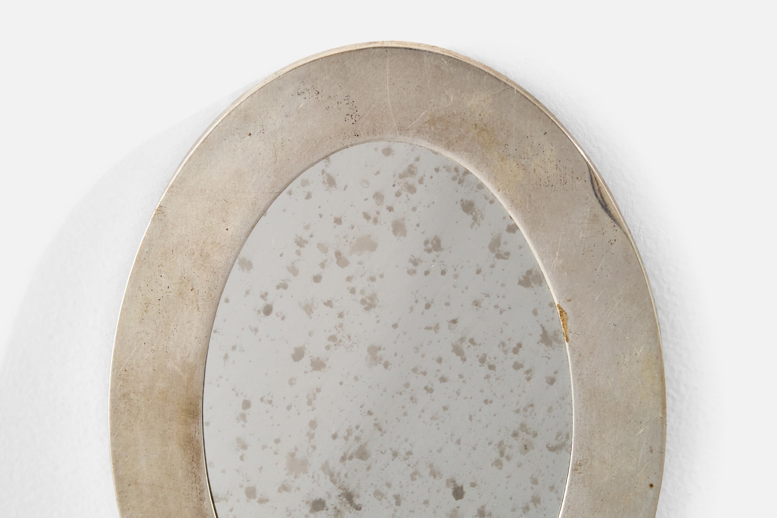 Diseñador italiano, Pequeño espejo de pared, Plata de ley, Italia, Años 30 en Bueno estado para la venta en High Point, NC