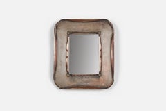 Petit miroir mural de designer italien, argent sterling, verre de miroir, Italie, années 1930