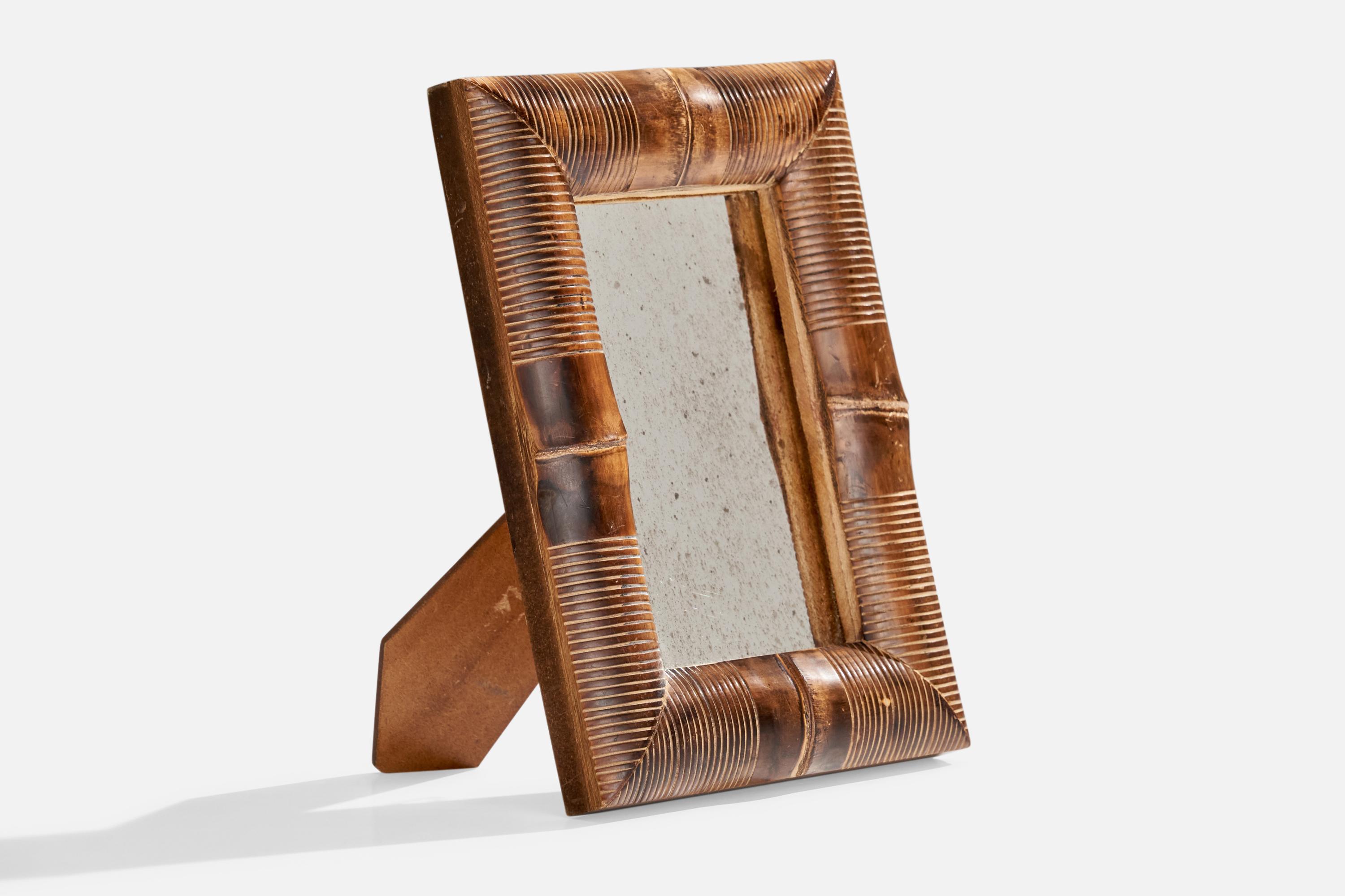 Modern Italian Designer, Small Wall Mirror, Wood, Italy, 1940s For Sale