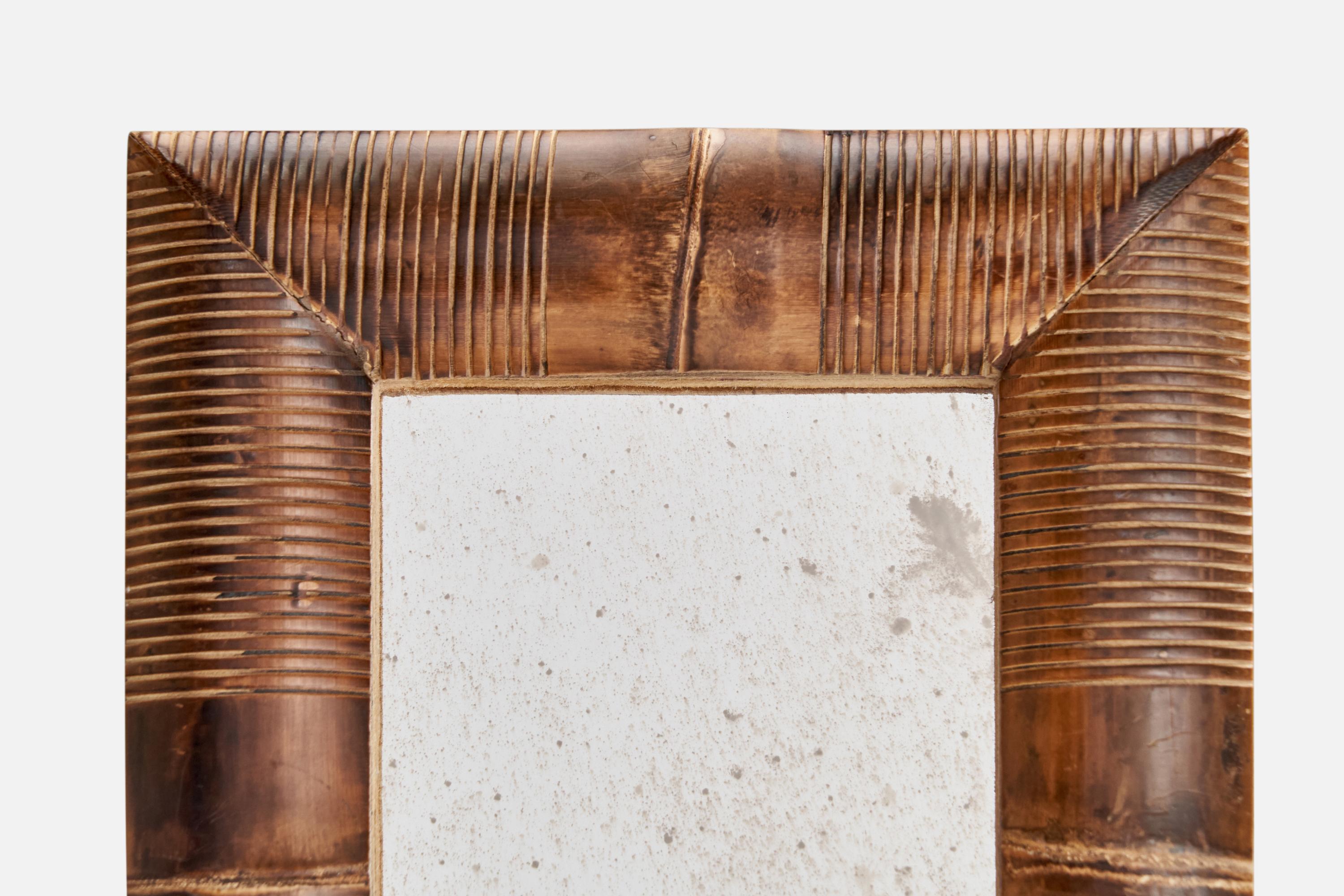 Italienischer Designer, Wandspiegel, Holz, Italien, 1940er-Jahre im Angebot 1