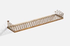 Italian Designer, Small Wall Shelf, Brass, Glass, Italy, 1930s