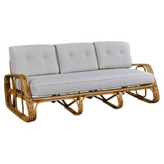 Italian Designer, Sofa, Bamboo, Rattan, Fabric, Italy, 1960s