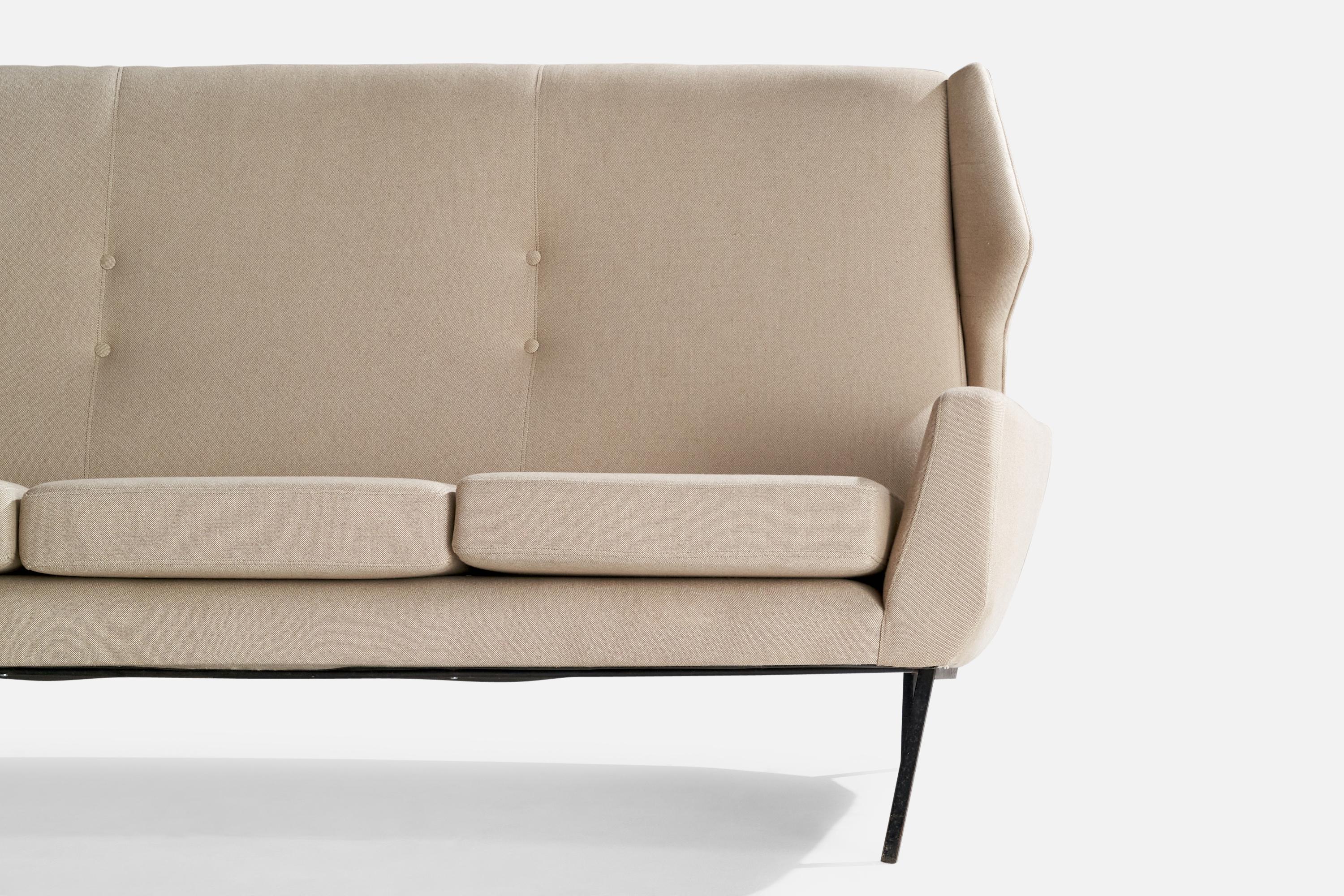 Canapé de designer italien, tissu, métal, Italie, années 1950 en vente 4