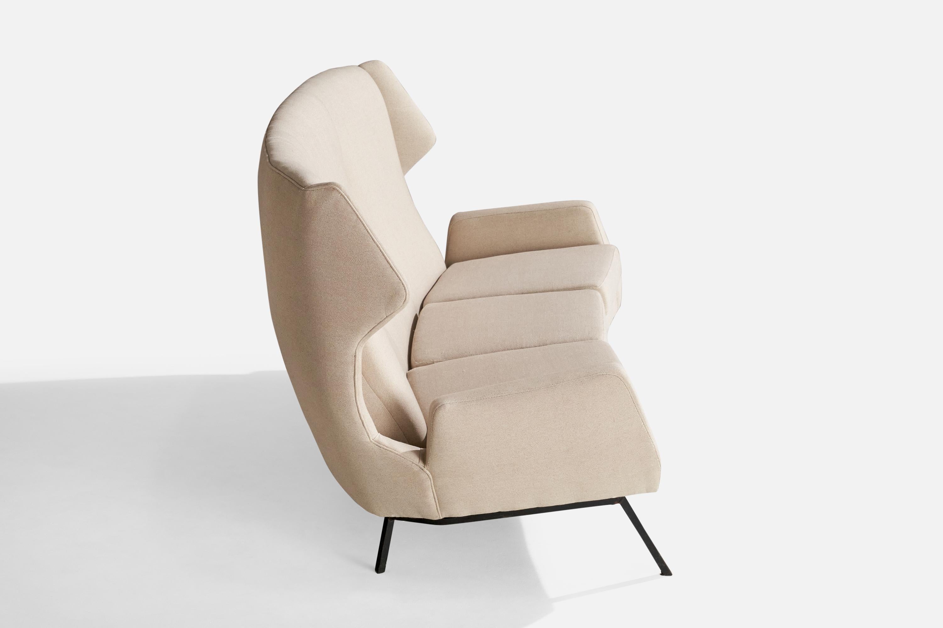 Mid-Century Modern Canapé de designer italien, tissu, métal, Italie, années 1950 en vente