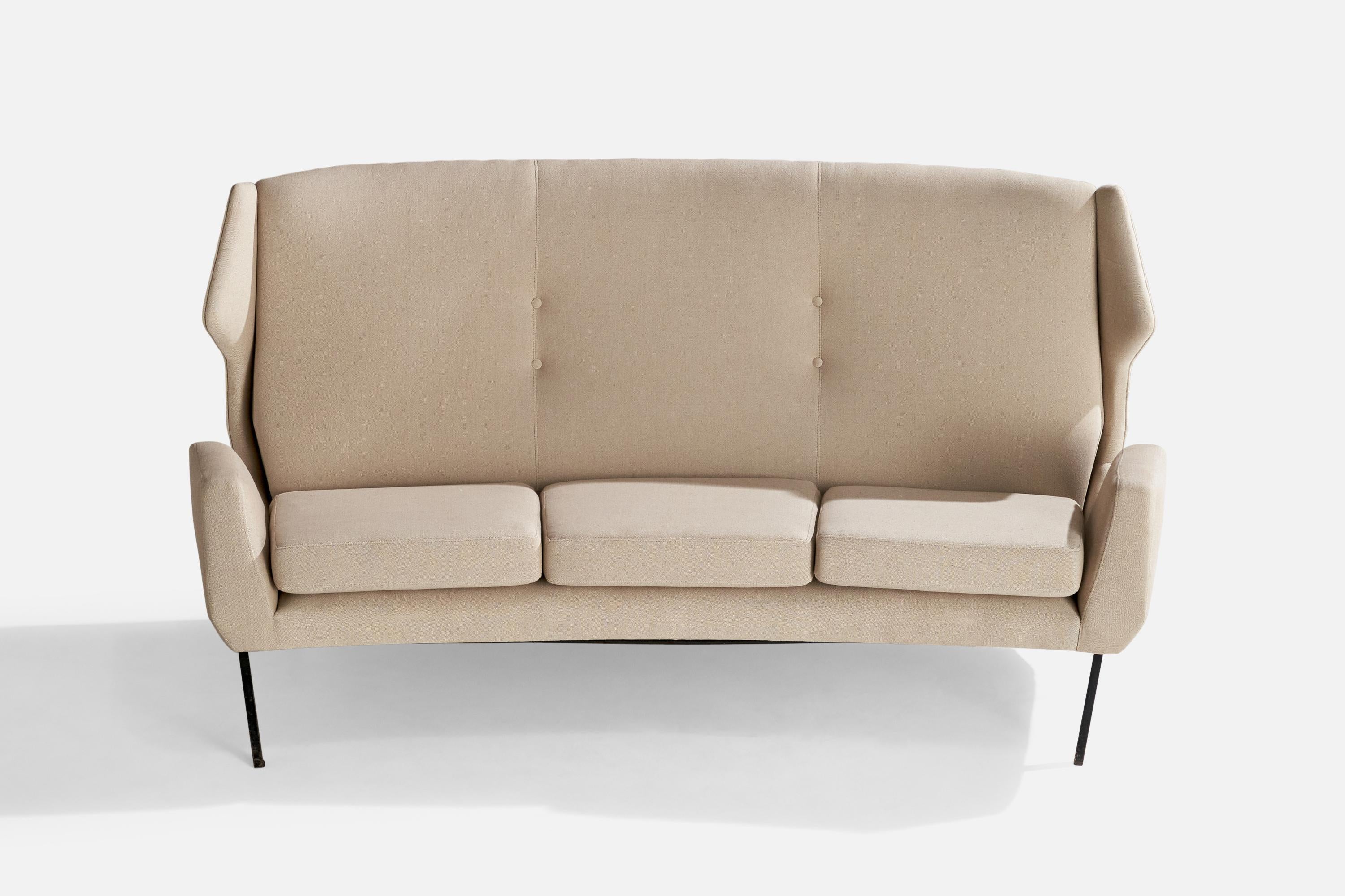 Canapé de designer italien, tissu, métal, Italie, années 1950 en vente 2