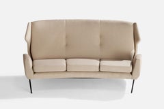 Italian Designer, Sofa, Fabric, Metal, Italy, 1950s