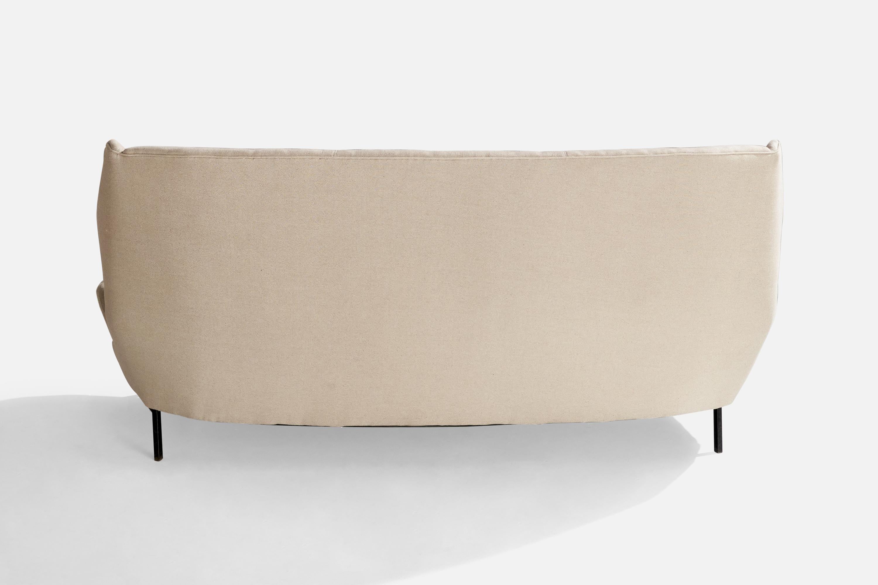 Canapé de designer italien, tissu, métal, Italie, années 1950 en vente 3