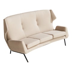 Italian Designer, Sofa, Fabric, Metal, Italy, 1950s