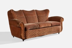 Italian Designer, Sofa, Fabric, Wood, Italy, 1940s