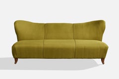 Divano di design italiano, tessuto, legno, Italia, anni '1940