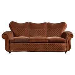Italian Designer, Sofa, Fabric, Wood, Italy, 1940s