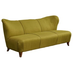 Divano di design italiano, tessuto, legno, Italia, anni '1940